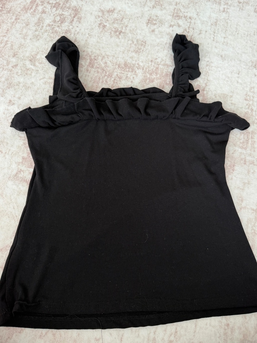 Black Ruffle Sleeveless Top Women’s Large - Picture 4 of 8